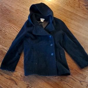 Black hooded pea coat